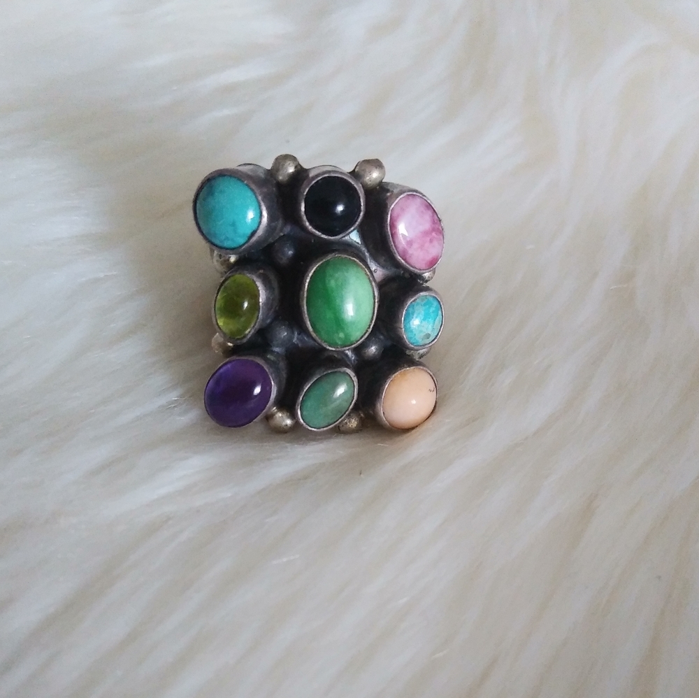 Vintage new Nakai Gemstone Cluster ring